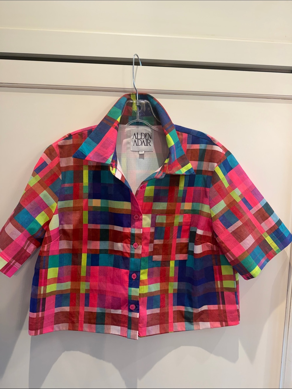 Alden Adair Women's Multicolor Plaid Short-Sleeve Button-Down Shirt… Worn ONCE